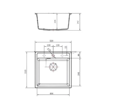 Кухненска мивка 52/51см. сива